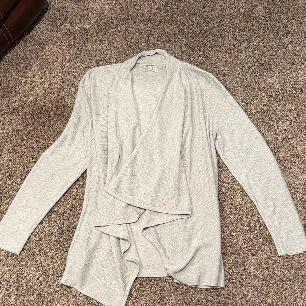 Dana Buchman Light Gray Draped Cardigan